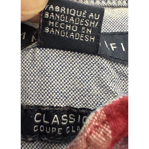 Tommy Hilfiger Men's Classic Fit Long-Sleeved Button-Down Shirt Sz L Plaid Logo - Picture 4 of 13